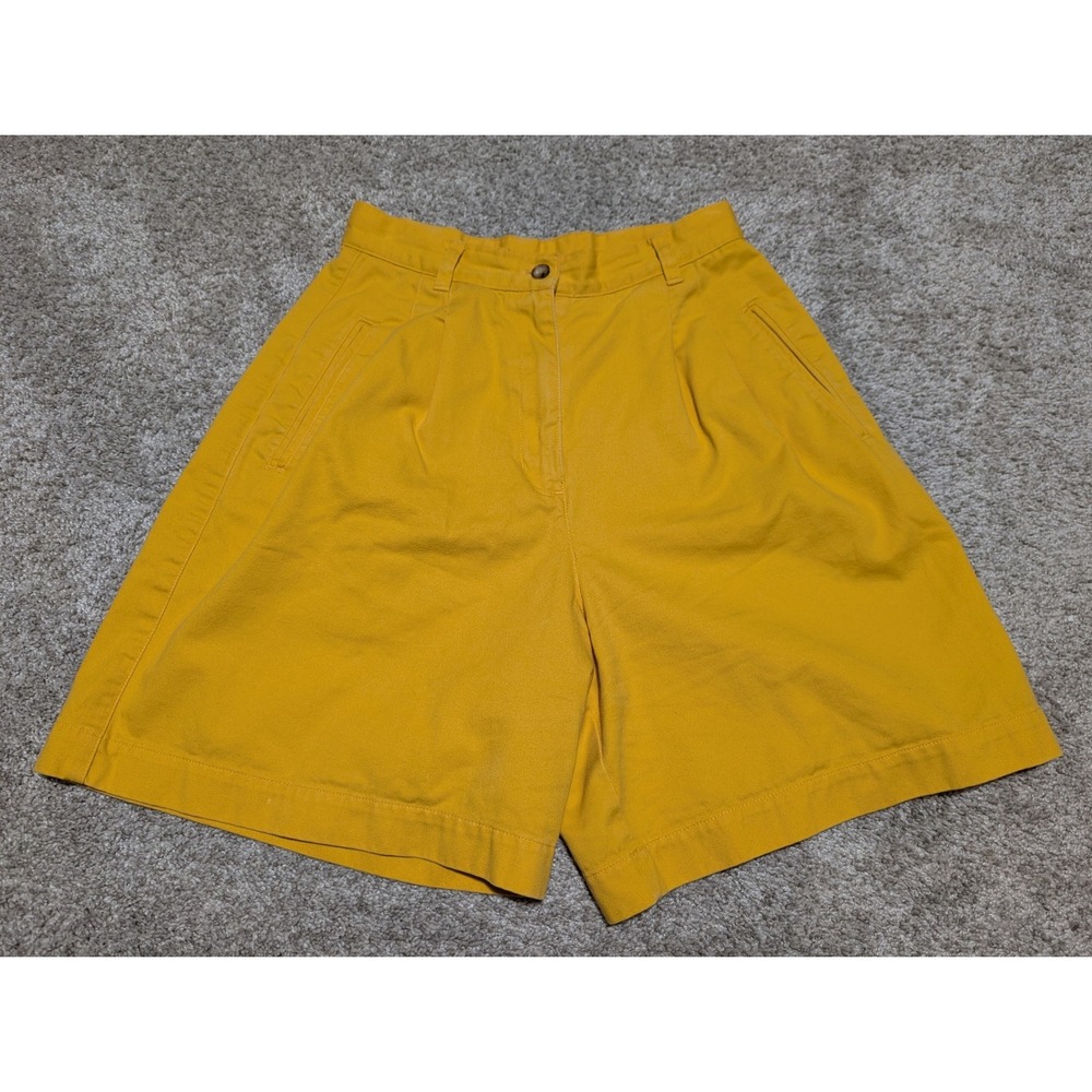 Jones New York Sport Shorts Womens 6 Yellow Pleated High Rise Cotton Chino Retro
